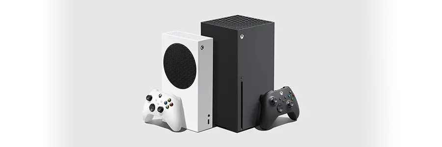 Xbox one x console on a shelf